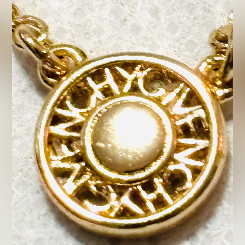 GIVENCHY VTG Gold Medallion Monogrammed With Chain Pendant Necklace NWT